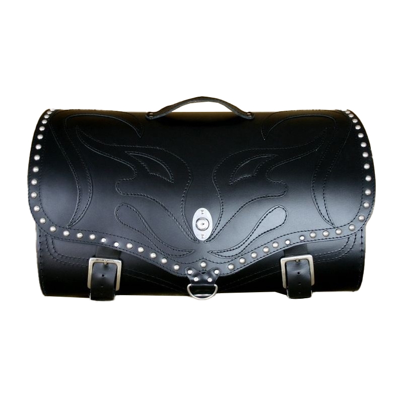 RSA K22 Black Demon czarna skórzana torba motocyklowa z nitami 42 l