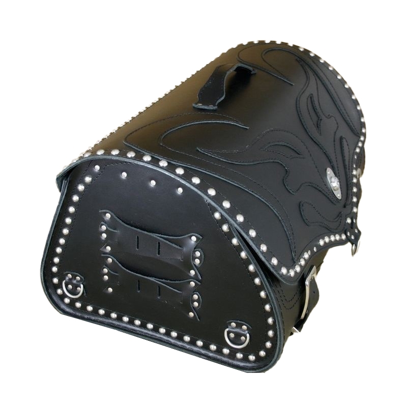 RSA K22 Black Demon czarna skórzana torba motocyklowa z nitami 42 l