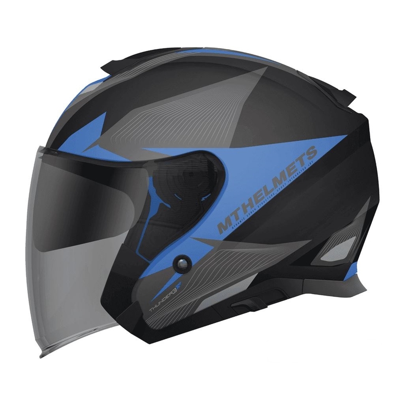 Otwarty kask motocyklowy MT Thunder SV Jet Wing czarny matowy-niebieski