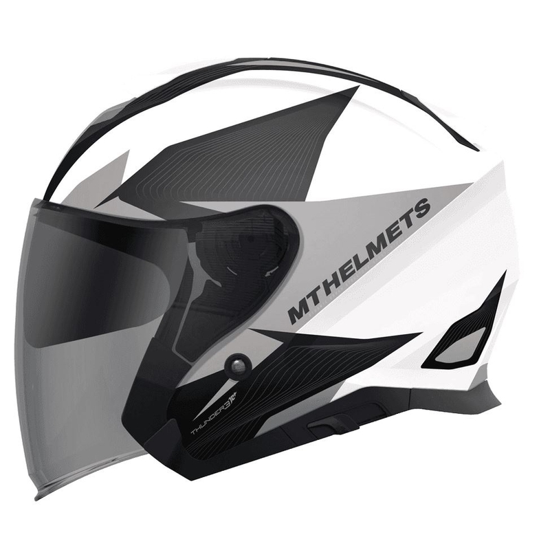 Otwarty kask motocyklowy MT Thunder SV Jet Wing biało-szary