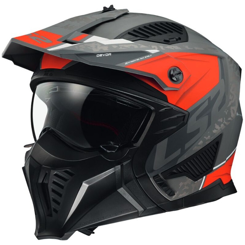 Kask motocyklowy LS2 OF606 Drifter Devor srebrno-tytanowo-czerwony