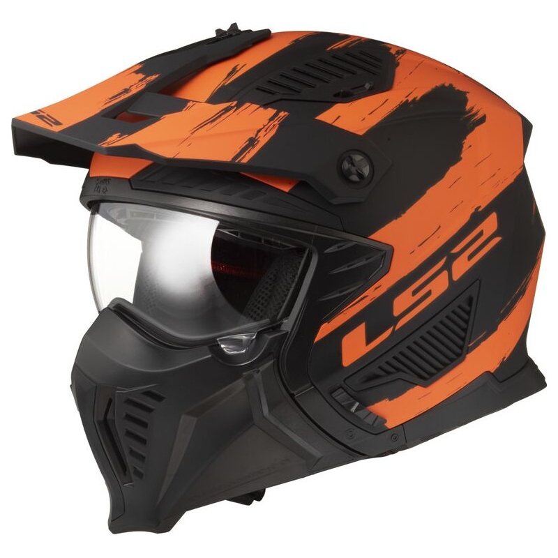 Kask motocyklowy LS2 OF606 Drifter Mud czarno-pomarańczowy matowy
