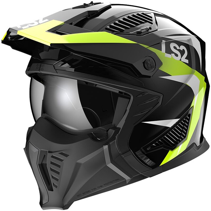 Kask motocyklowy LS2 OF606 Drifter Triality czarno-fluo żółty