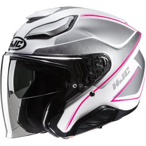 Otwarty kask motocyklowy HJC F31 Ludi MC8 biało-szaro-różowy