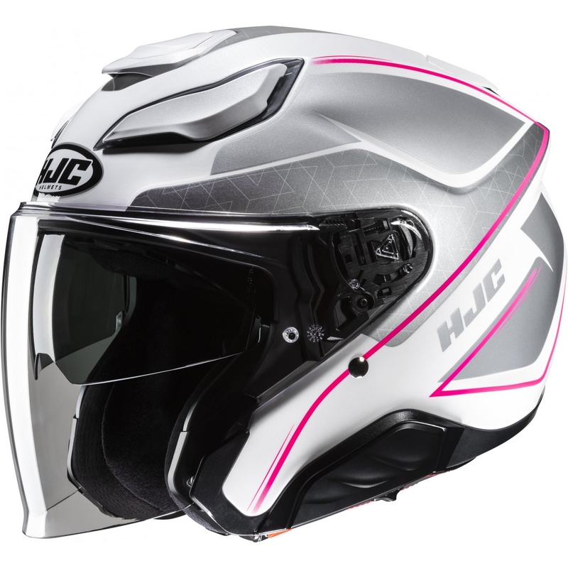 Otwarty kask motocyklowy HJC F31 Ludi MC8 biało-szaro-różowy