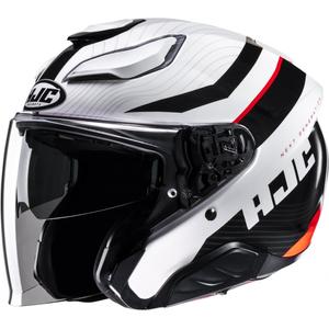 Otwarty kask motocyklowy HJC F31 Naby MC1 biało-czarno-czerwony