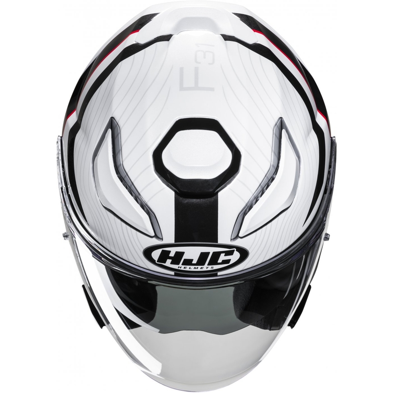 Otwarty kask motocyklowy HJC F31 Naby MC1 biało-czarno-czerwony