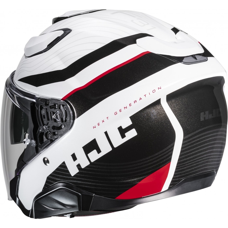 Otwarty kask motocyklowy HJC F31 Naby MC1 biało-czarno-czerwony