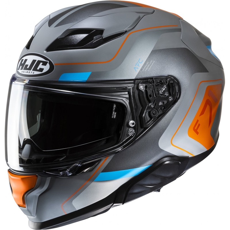 Integralny kask motocyklowy HJC F71 Arcan MC27SF szaro-niebiesko-pomarańczowy