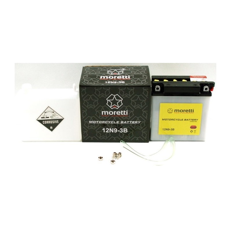 Akumulator kwasowo-ołowiowy Moretti 12N9-3B, 12V 9Ah