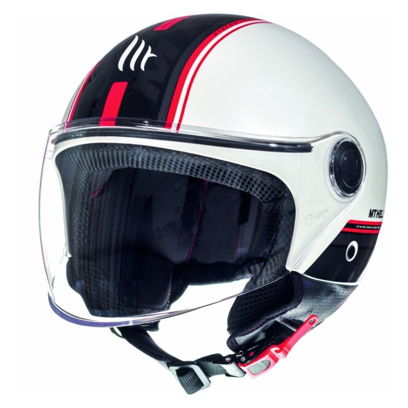 Otwarty kask motocyklowy MT Street Entire biało-czarno-czerwony wyprzedaż
