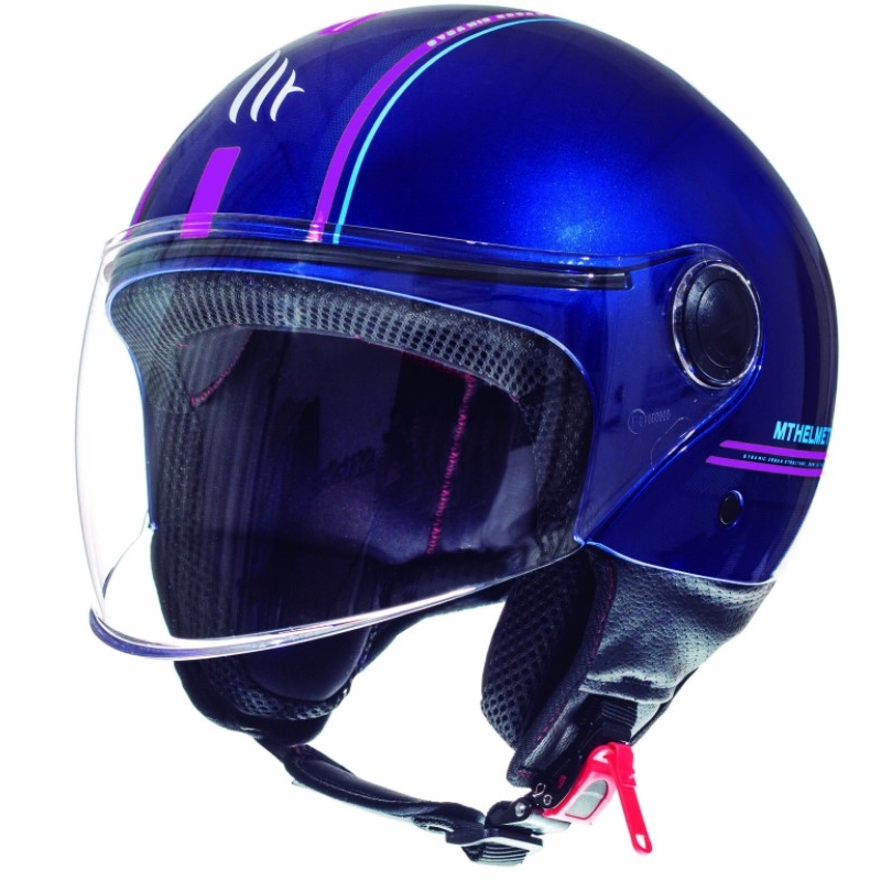Otwarty kask motocyklowy MT Street Entire niebiesko-fluo różowy wyprzedaż
