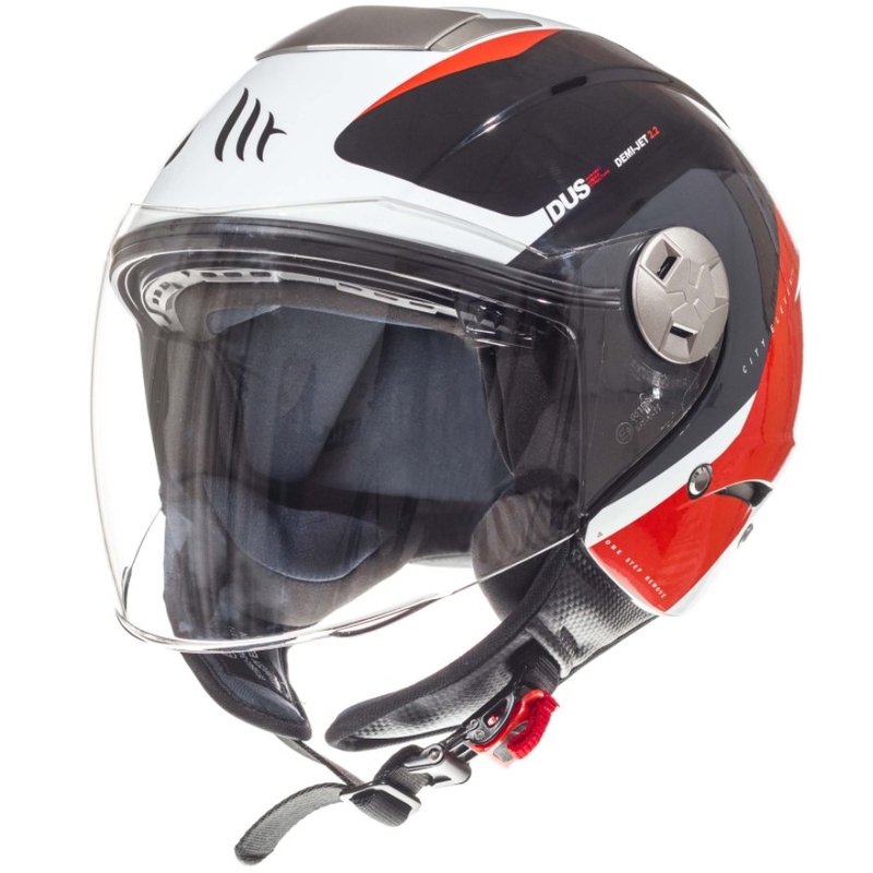 Otwarty kask motocyklowy MT City Eleven SV Spark czarno-biało-czerwony wyprzedaż