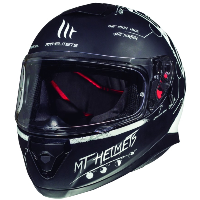 Integralny kask motocyklowy MT Thunder 3 SV Board czarny matowy-biały