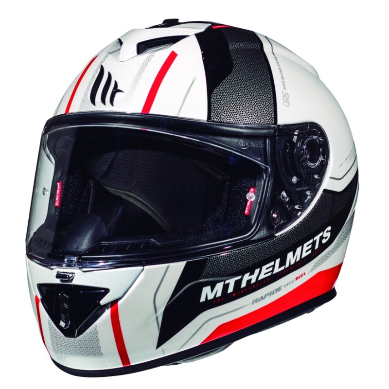 Dziecięcy kask motocyklowy MT Rapide Duel biało-czarno-czerwony