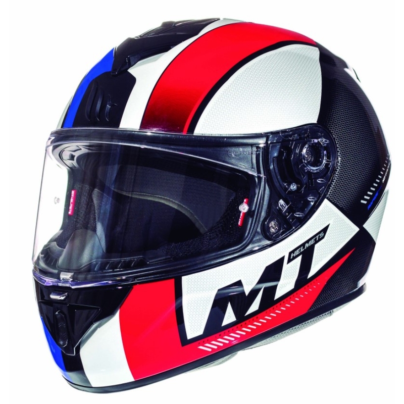 Integralny kask motocyklowy MT Rapide Overtake biało-czerwono-niebieski
