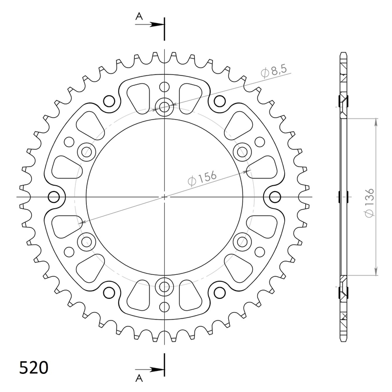 Rear sprocket SUPERSPROX STEALTH gold 48T, 520
