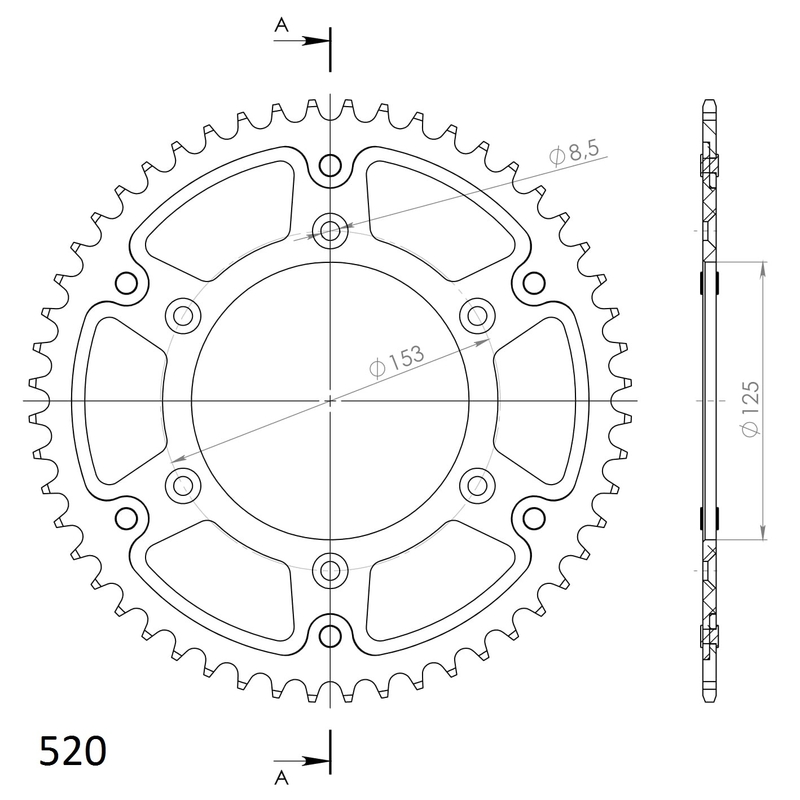 Rear sprocket SUPERSPROX STEALTH gold 50T, 520