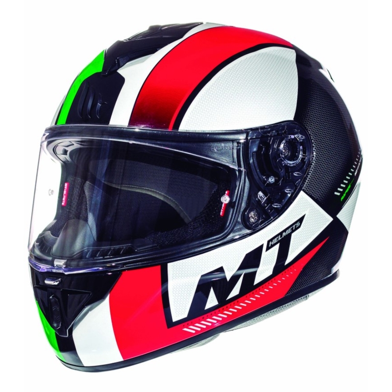 Integralny kask motocyklowy MT Rapide Overtake biało-czerwono-zielony