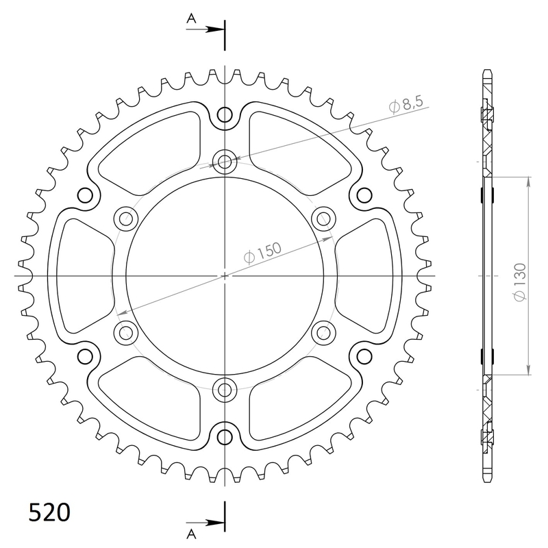Rear sprocket SUPERSPROX STEALTH gold 50T, 520