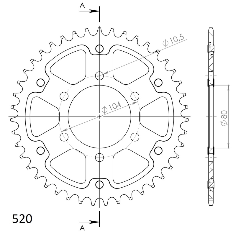 Rear sprocket SUPERSPROX STEALTH gold 43T, 520