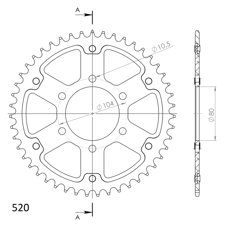 Rear sprocket SUPERSPROX STEALTH gold 46T, 520