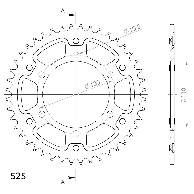 Rear sprocket SUPERSPROX STEALTH gold 44T, 525
