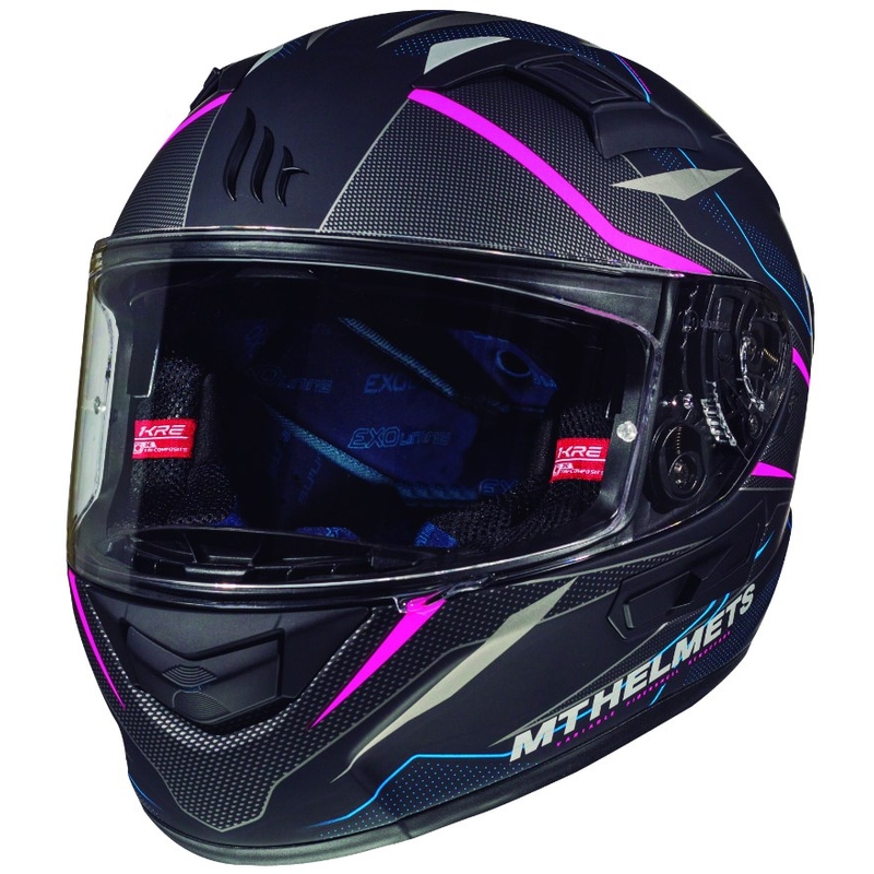 Integralny kask motocyklowy MT Kre Intrepid SV czarny matowy-fluo różowy