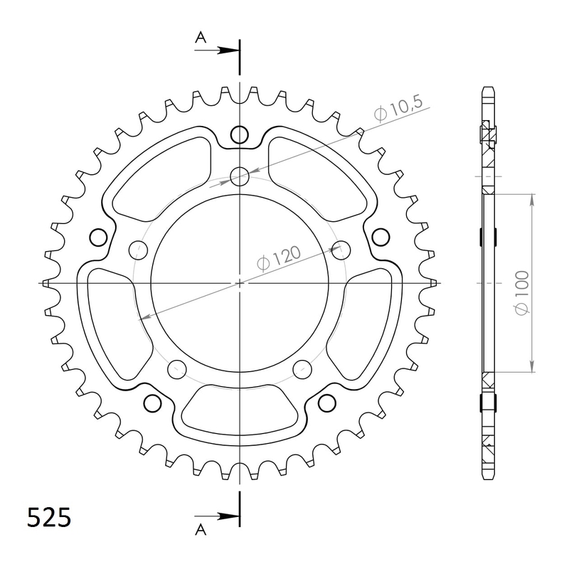 Rear sprocket SUPERSPROX STEALTH gold 42T, 525