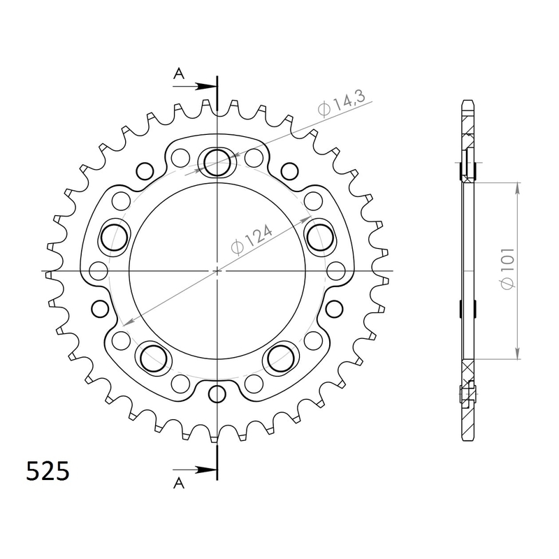 Rear sprocket SUPERSPROX STEALTH orange 38T, 525