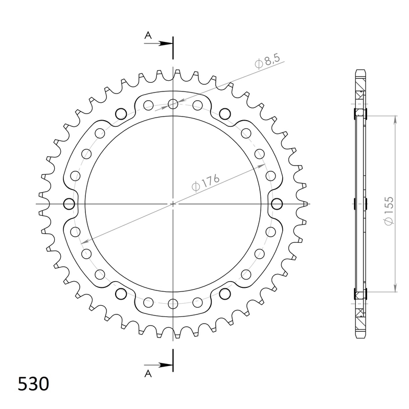 Rear sprocket SUPERSPROX STEALTH gold 45T, 530
