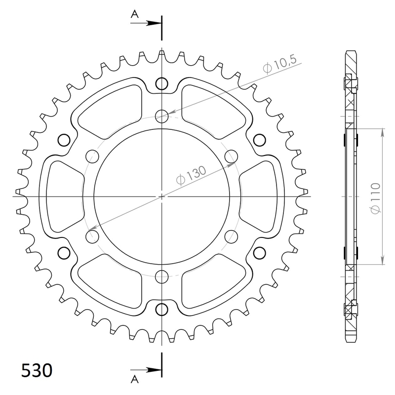 Rear sprocket SUPERSPROX STEALTH gold 45T, 530