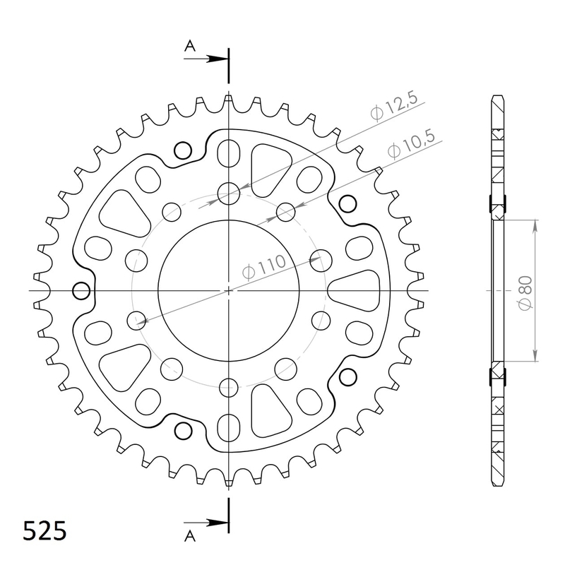 Rear sprocket SUPERSPROX STEALTH gold 42T, 525