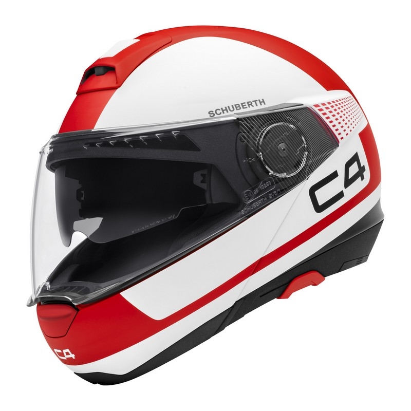 Szczękowy kask motocyklowy Schuberth C4 biało-czerwony wyprzedaż