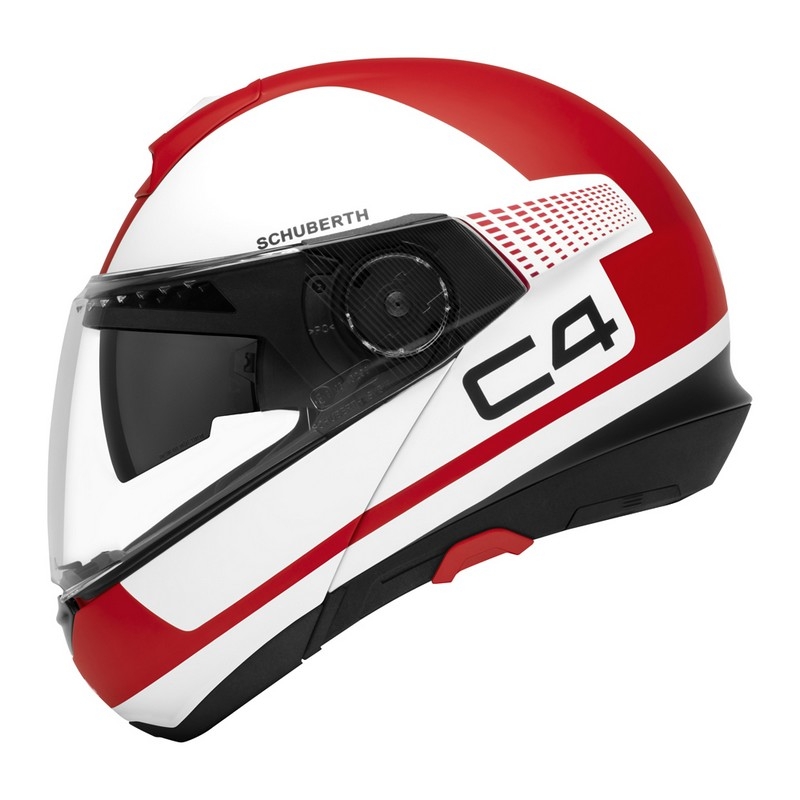 Szczękowy kask motocyklowy Schuberth C4 biało-czerwony wyprzedaż