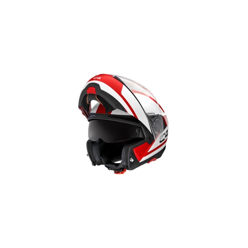 Szczękowy kask motocyklowy Schuberth C4 biało-czerwony wyprzedaż