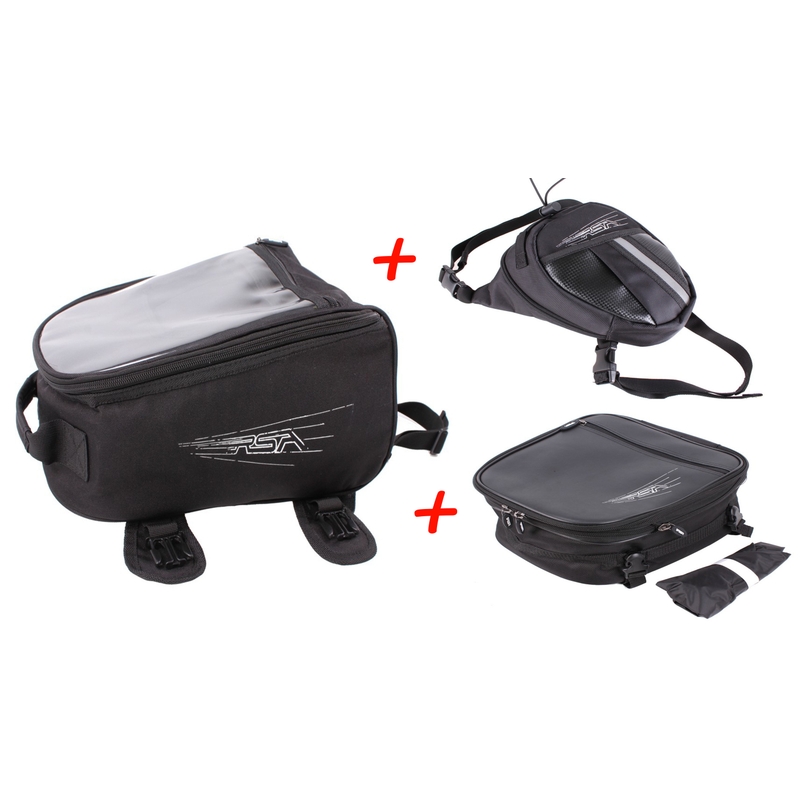 Zestaw: Tankbag RSA + Kieszeń na nogę + brašna na sedlo