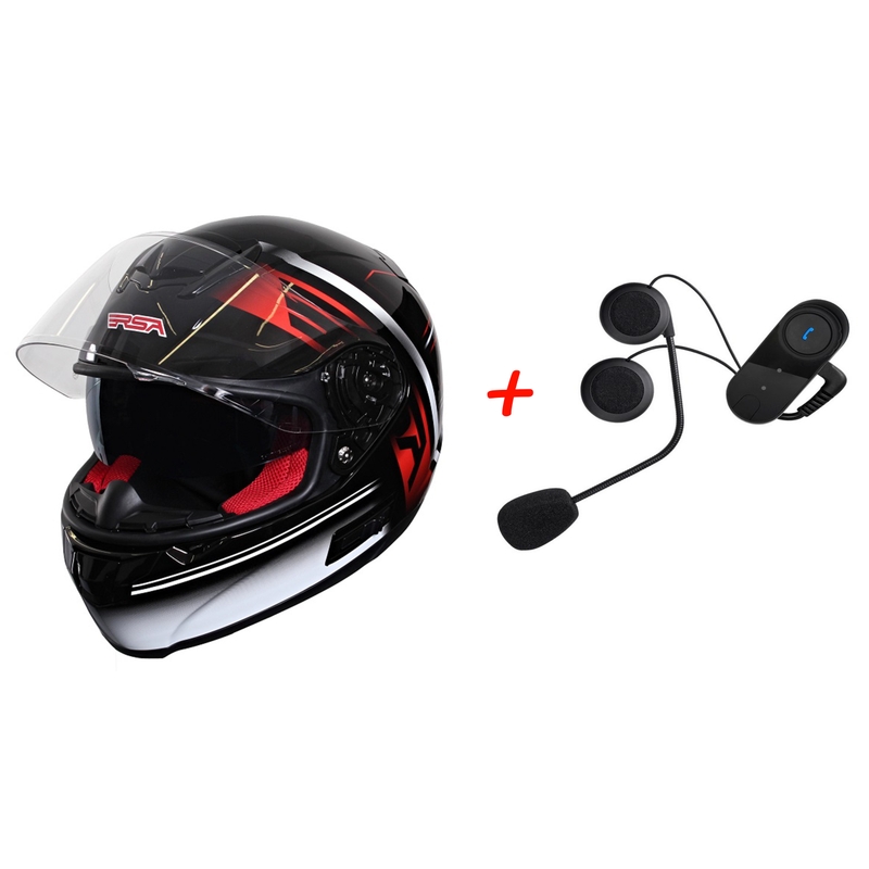 Zestaw: Kask motocyklowy RSA SR-01 + Bluetooth Intercom z FM do kasku