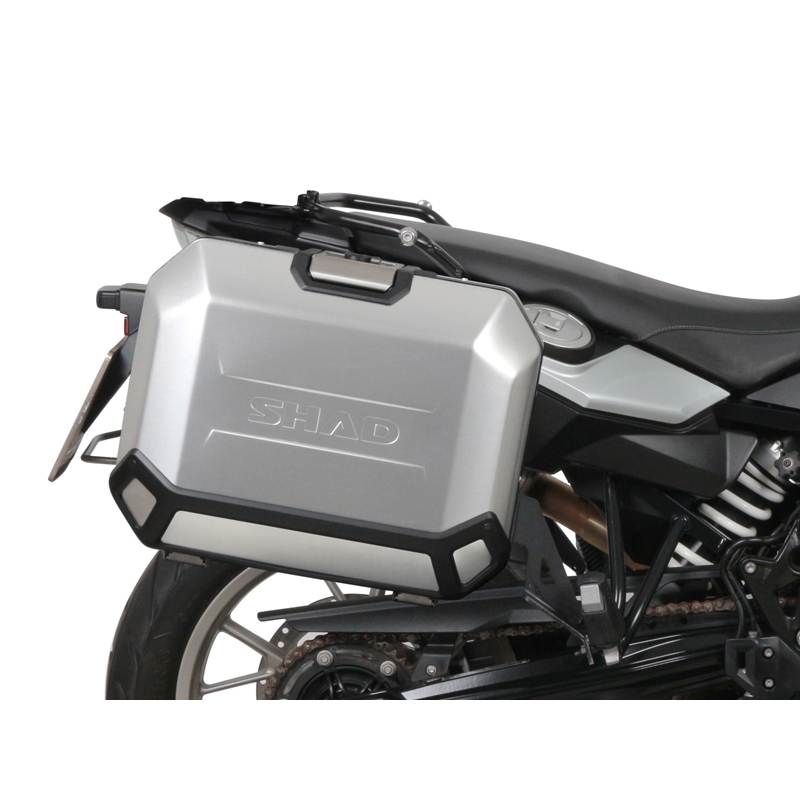 Complete set of aluminum cases SHAD TERRA, 37L topcase + 36L / 47L side cases, including mounting kit and plate SHAD BMW F 650 GS/ F 700 GS/ F 800 GS