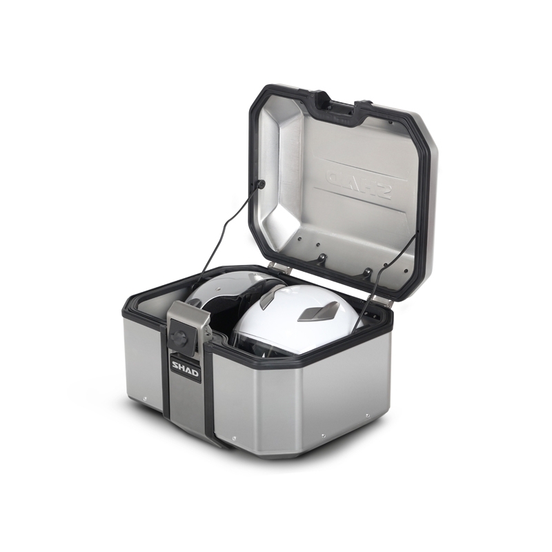 Complete set of aluminum cases SHAD TERRA, 48L topcase + 36L / 47L side cases, including mounting kit and plate SHAD MOTO GUZZI V 85 TT