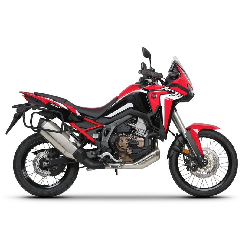 Complete set of black side aluminum cases 36L / 47L SHAD TERRA BLACK including mounting kit SHAD HONDA CRF 1100 Africa Twin