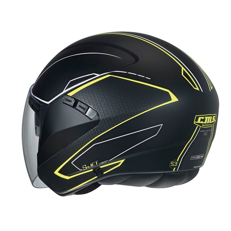 Otwarty kask CMS S-JET Vision czarno-fluo żółty