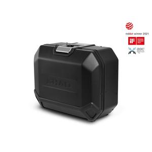 Complete set of black aluminum cases SHAD TERRA, 48L topcase + 36L / 47L side cases, including mounting kit and plate SHAD MOTO GUZZI V 85 TT
