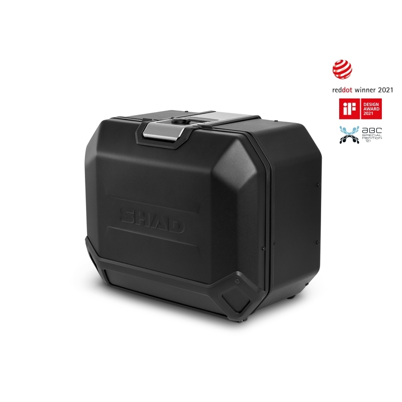 Complete set of black aluminum cases SHAD TERRA, 48L topcase + 36L / 47L side cases, including mounting kit and plate SHAD YAMAHA MT-09 Tracer / Tracer 900
