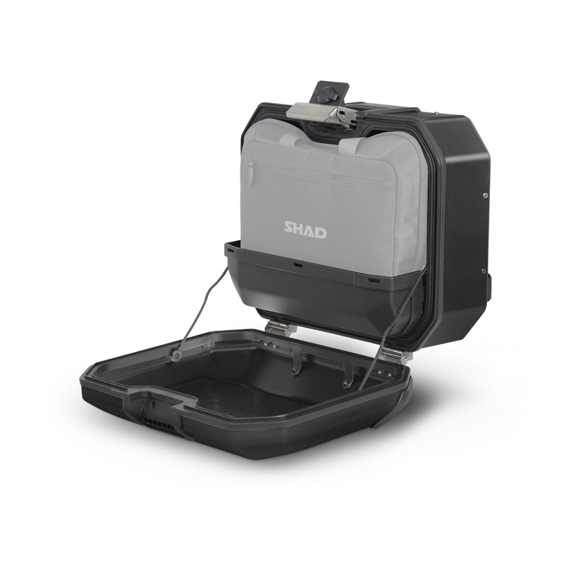 Complete set of black aluminum cases SHAD TERRA, 48L topcase + 36L side left case / 47L side right case, including mounting kit and plate SHAD KTM Super Adventure 1290 (R, S)