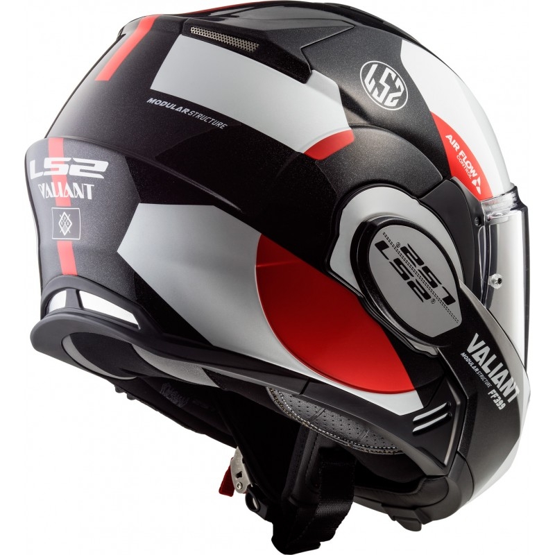 Kask z podnoszoną szczęką LS2 FF399 Valiant Avant biało-czarno-czerwony wyprzedaż