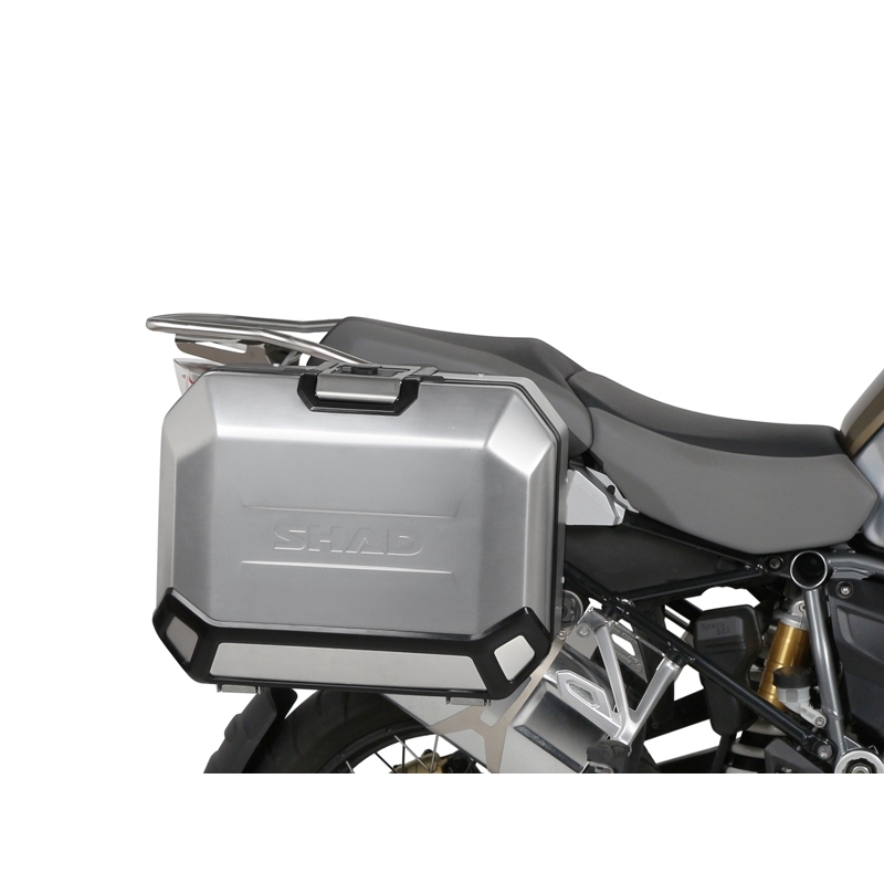 Complete set of aluminum cases SHAD TERRA, 48L topcase + 36L / 47L side cases, including mounting kit and plate SHAD BMW R 1200 GS/ R 1250 GS