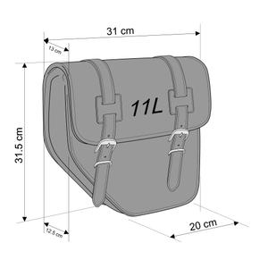 Leather saddlebag CUSTOMACCES IBIZA APS015N black right, with side metal base + universal support
