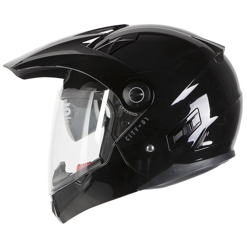 Kask Ozone City-01 ze zdejmowaną brodą czarny połysk wyprzedaż