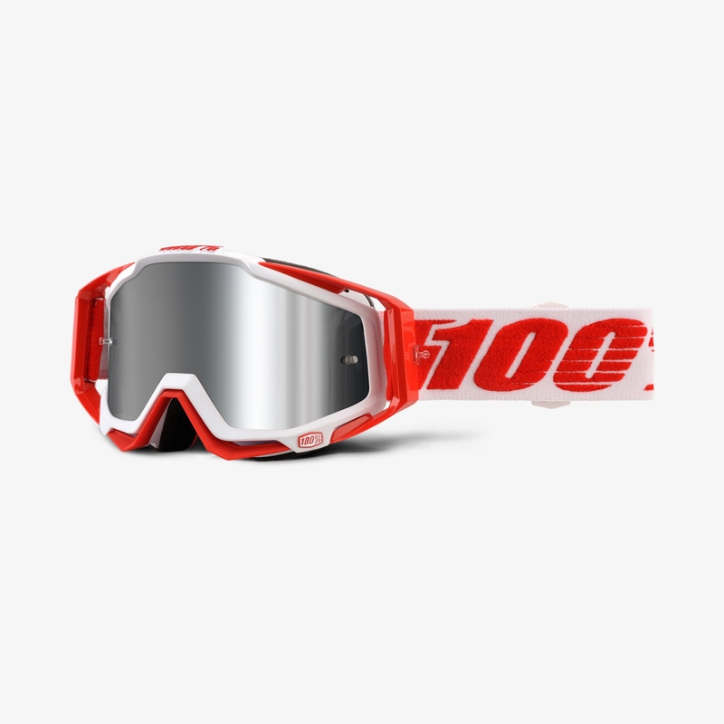 Gogle 100% Racecraft PLUS Bilal czerwono-białe (srebrna szyba)